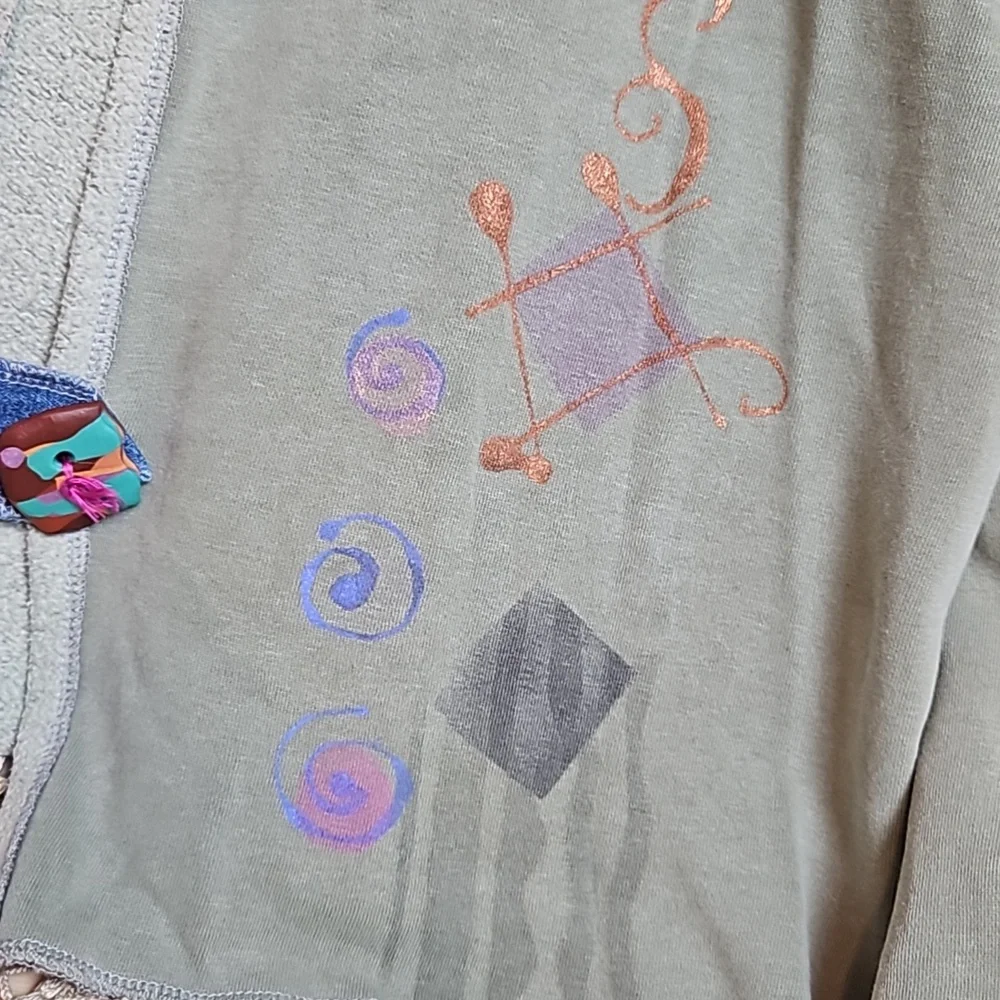 Vintage Authentic Pigment Sweatshirt Jacket with Clay Buttons & Jean Pocket - Picture 5 of 14